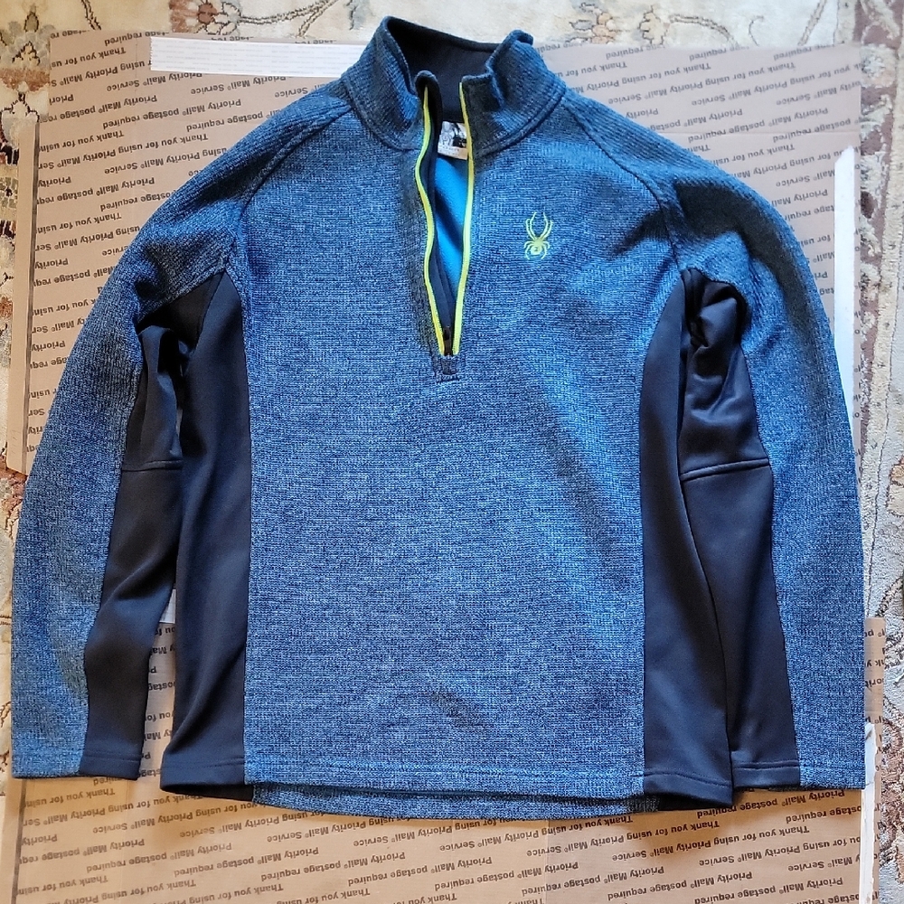 Spyder Navy and Neon Quarter-Zip Pullover